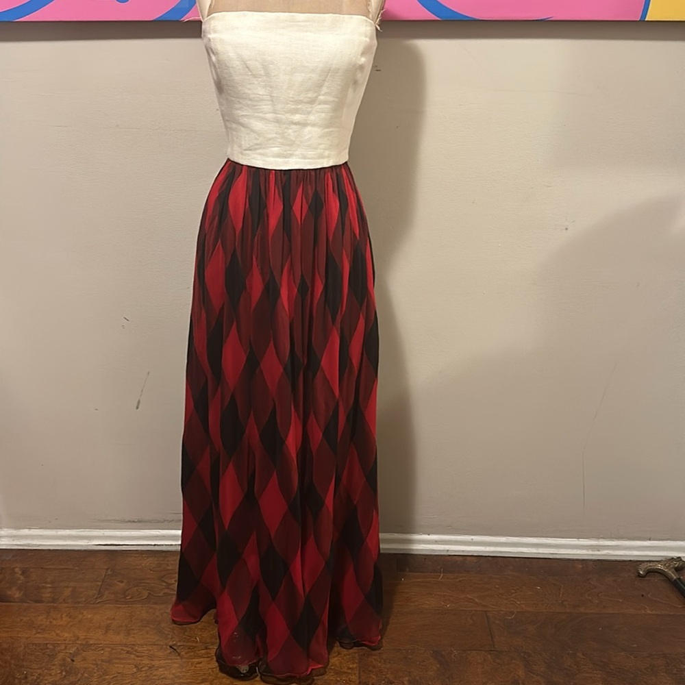 Bill Blass Harlequin Strapless Gown Long Dress - Picture 2 of 16
